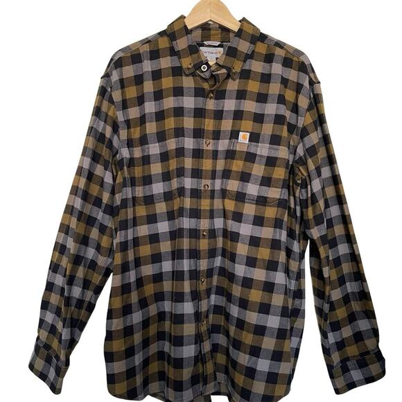 Carhartt Rugged Flex Relaxed Fit Plaid Flannel Shirt Western Size XL - Picture 7 of 7